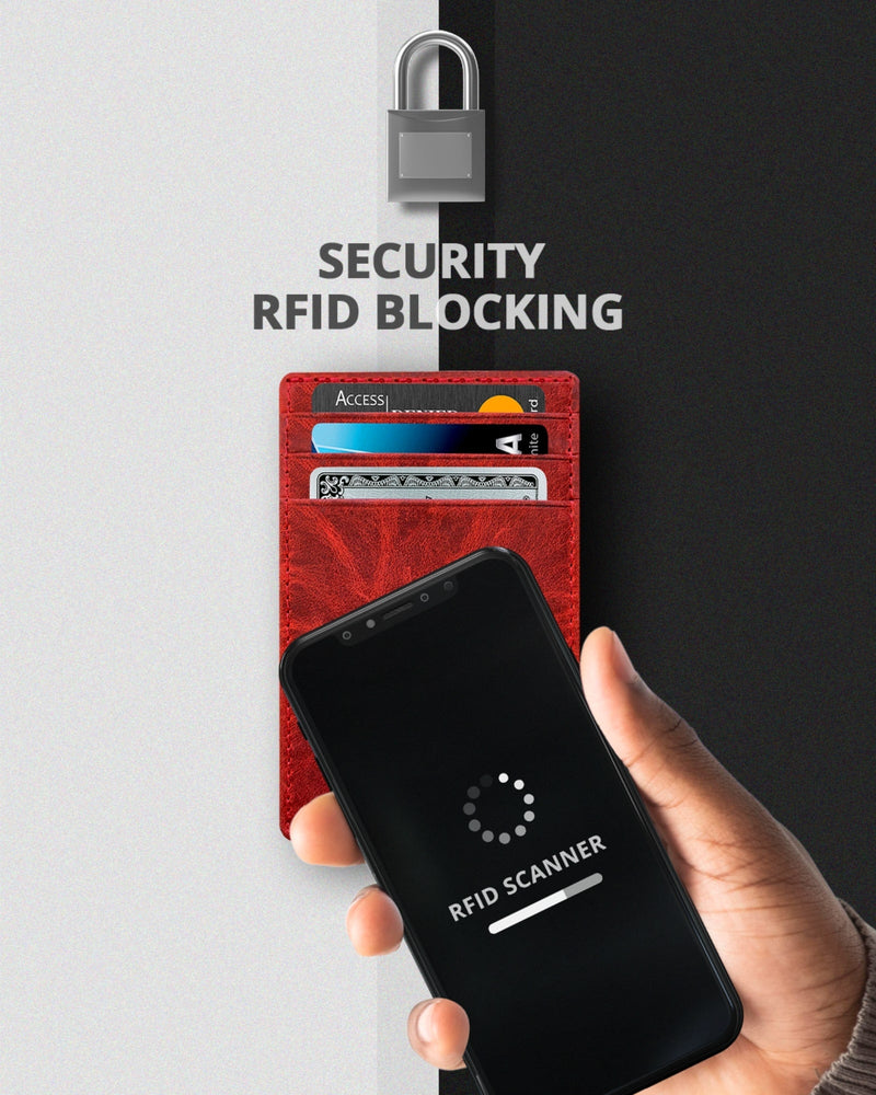 Genuine Leather Slim Card Holder – RFID Blocking, Minimalist