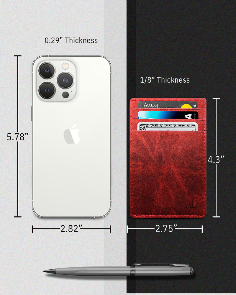 Genuine Leather Slim Card Holder – RFID Blocking, Minimalist