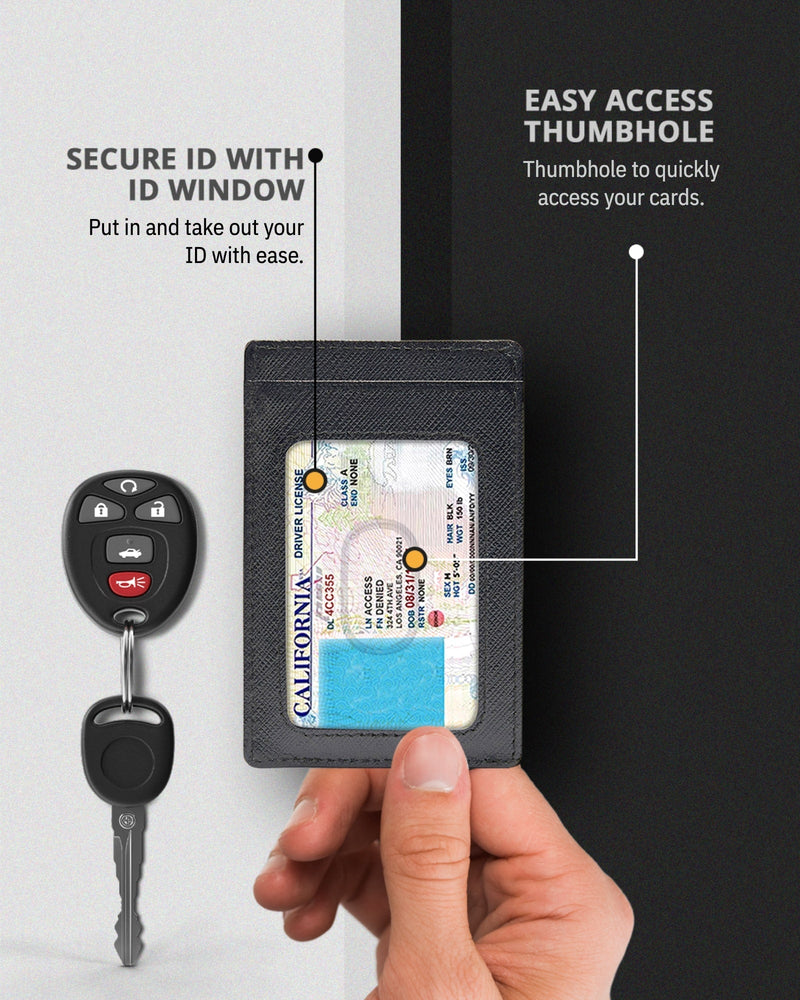 Genuine Leather Slim Card Holder – RFID Blocking, Minimalist