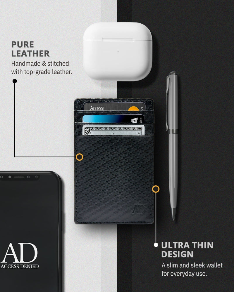 Genuine Leather Slim Card Holder – RFID Blocking, Minimalist