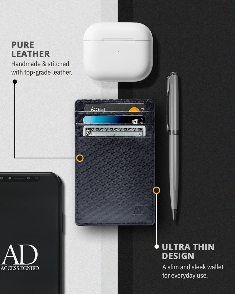 Genuine Leather Slim Card Holder – RFID Blocking, Minimalist