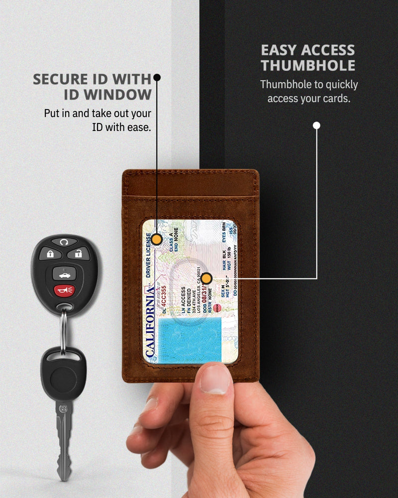 Genuine Leather Slim Card Holder – RFID Blocking, Minimalist