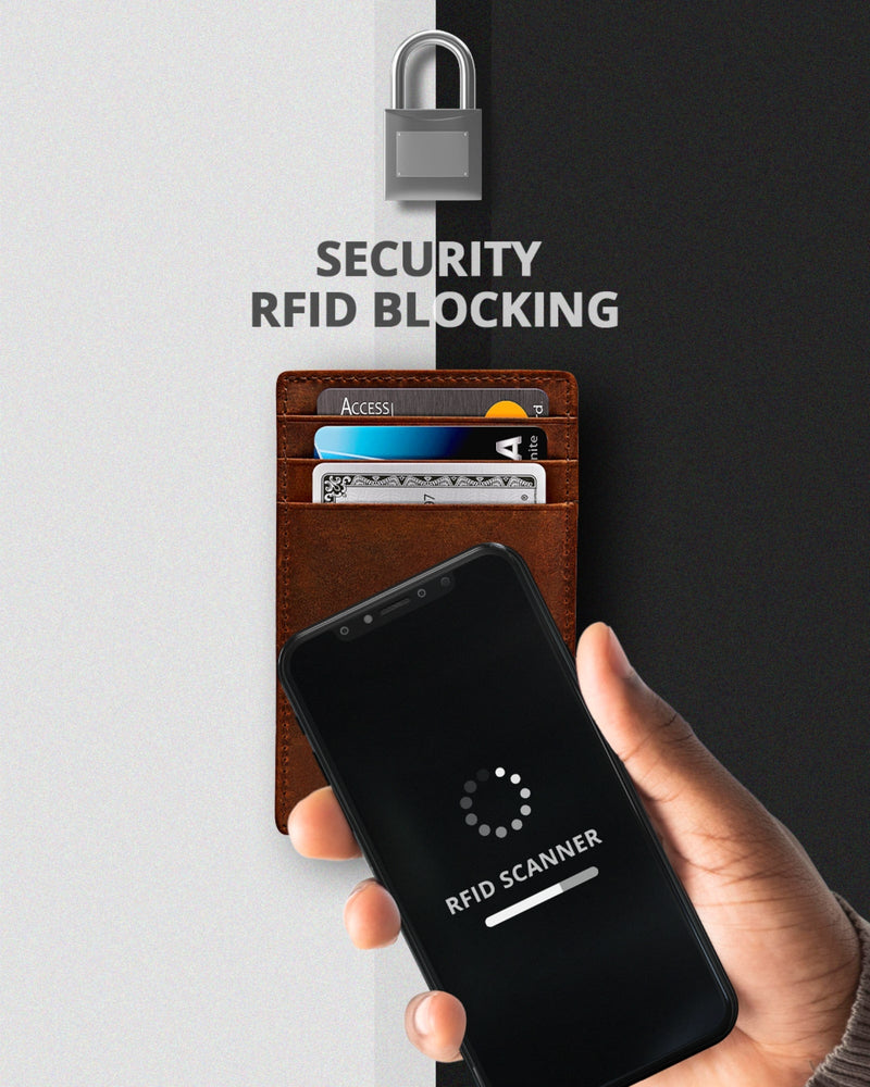 Genuine Leather Slim Card Holder – RFID Blocking, Minimalist