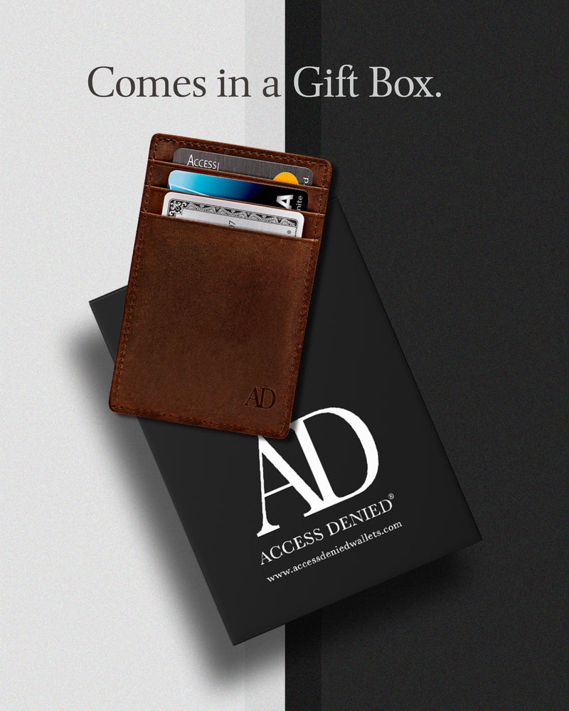 Genuine Leather Slim Card Holder – RFID Blocking, Minimalist