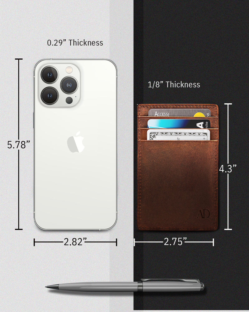 Genuine Leather Slim Card Holder – RFID Blocking, Minimalist