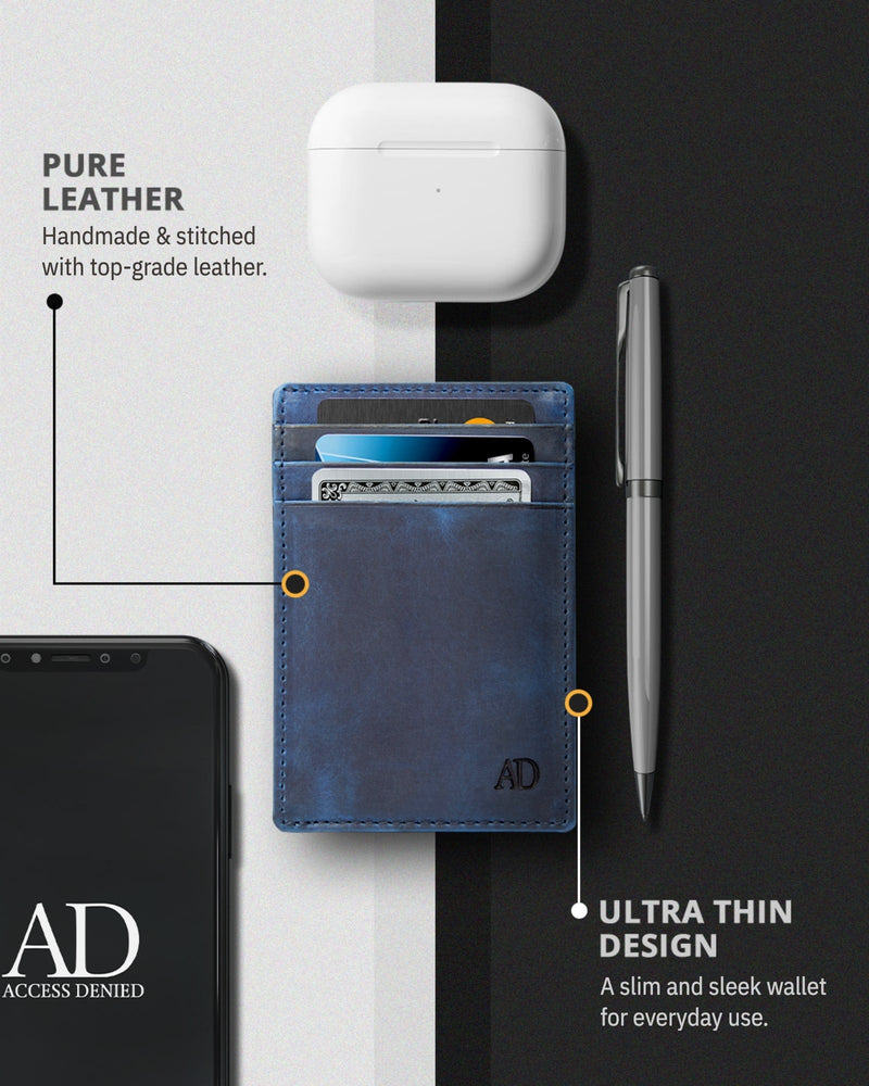 Genuine Leather Slim Card Holder – RFID Blocking, Minimalist