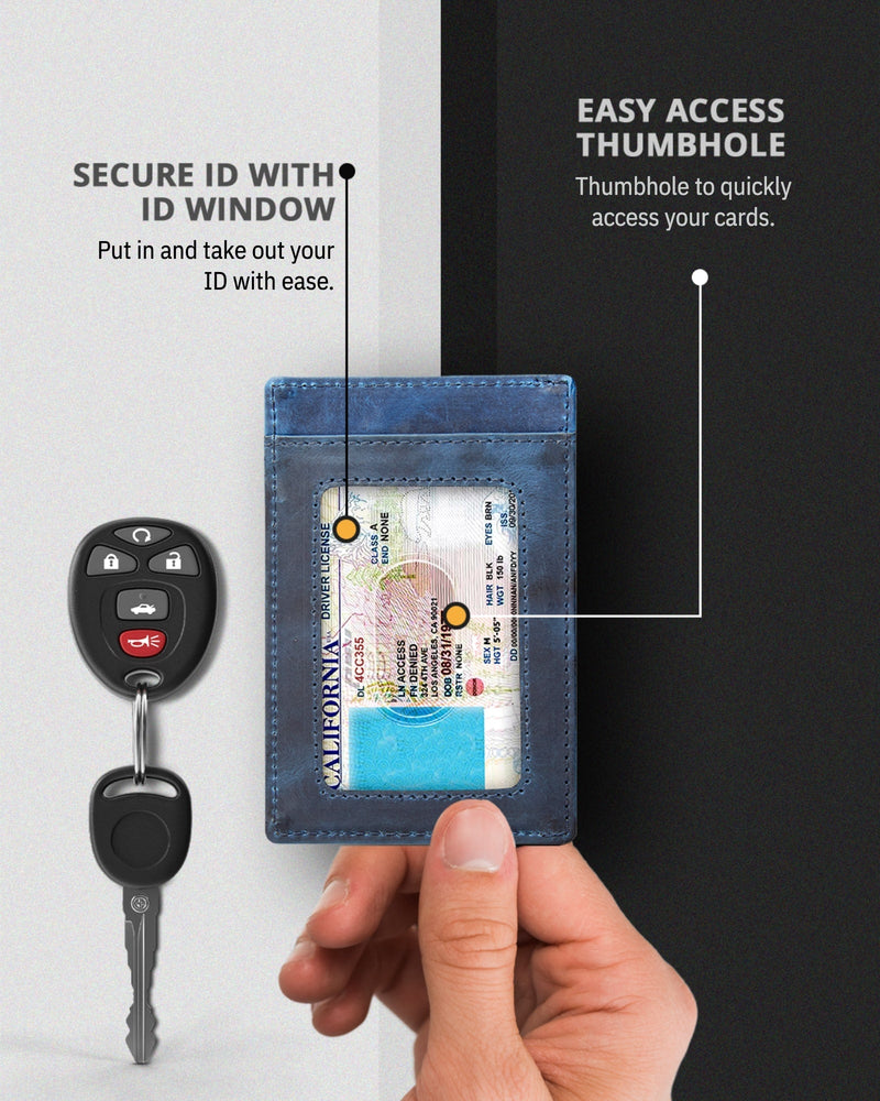 Genuine Leather Slim Card Holder – RFID Blocking, Minimalist