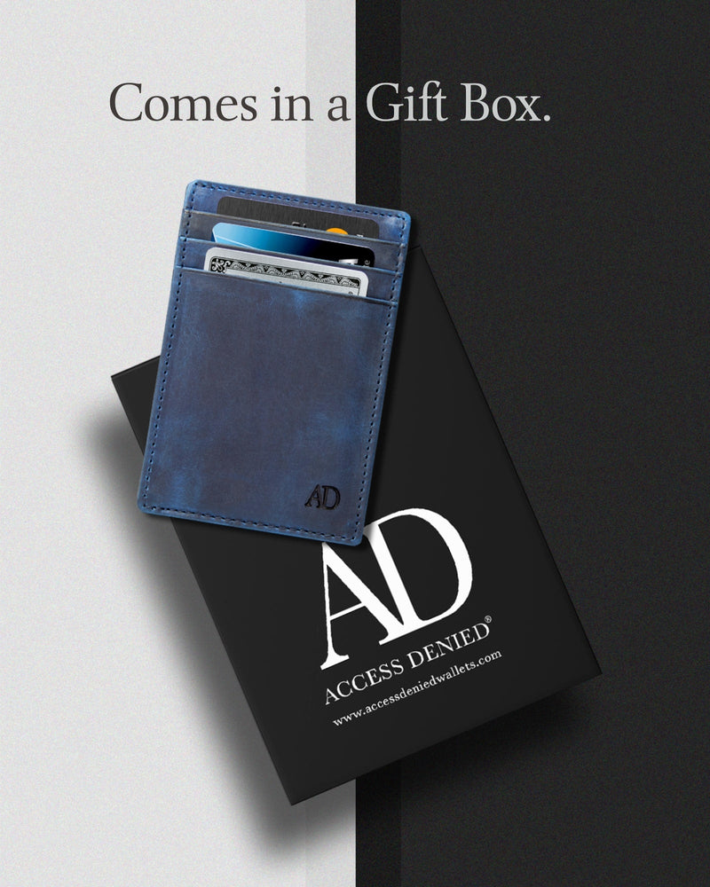 Genuine Leather Slim Card Holder – RFID Blocking, Minimalist
