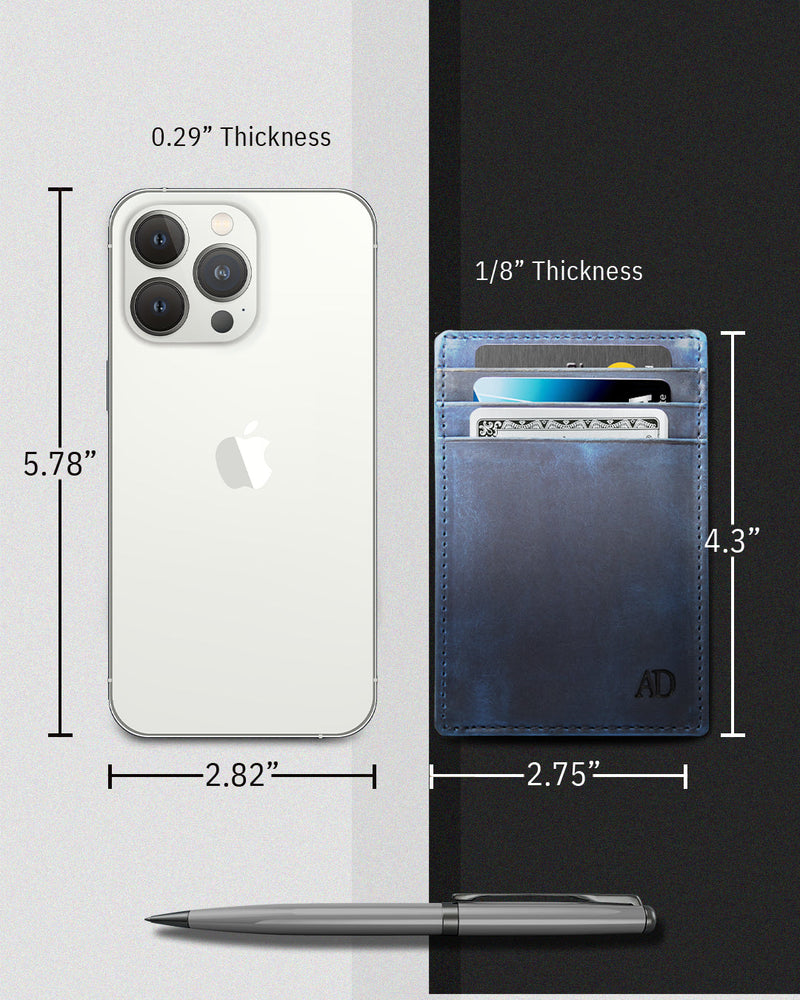 Genuine Leather Slim Card Holder – RFID Blocking, Minimalist