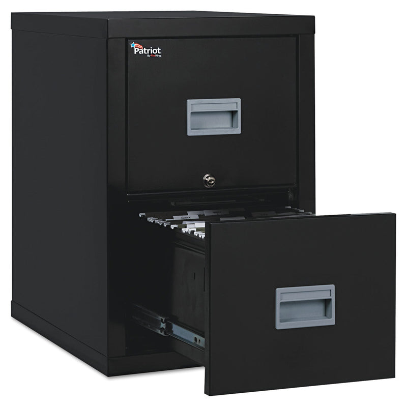 FireKing Patriot by FireKing Insulated Fire File, 1-Hour Fire Protection, 2 Legal/Letter File Drawers, Black, 17.75" x 25" x 27.75"