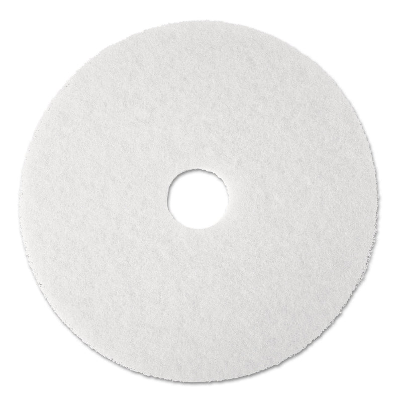 3M Low-Speed Super Polishing Floor Pads 4100, 19" Diameter, White, 5/Carton