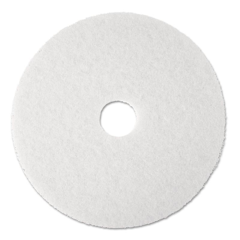 3M Low-Speed Super Polishing Floor Pads 4100, 17" Diameter, White, 5/Carton