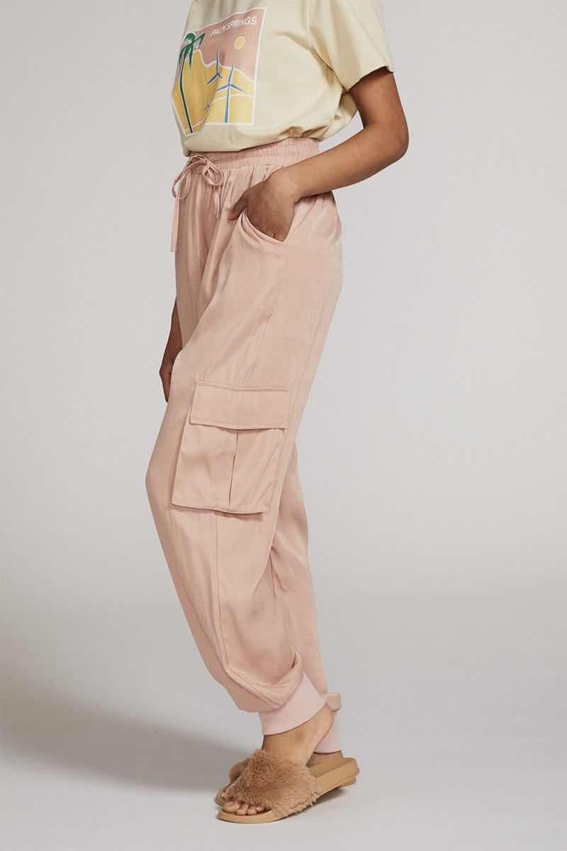 Textured satin cargo pants
