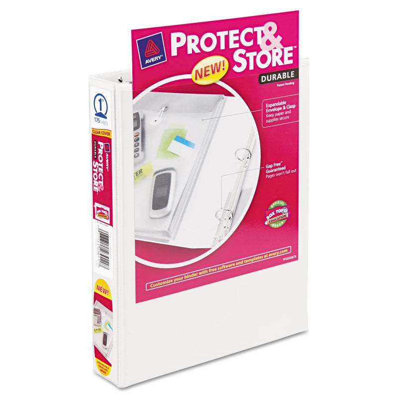 Avery Mini Size Protect and Store View Binder with Round Rings, 3 Rings, 1" Capacity, 8.5 x 5.5, White