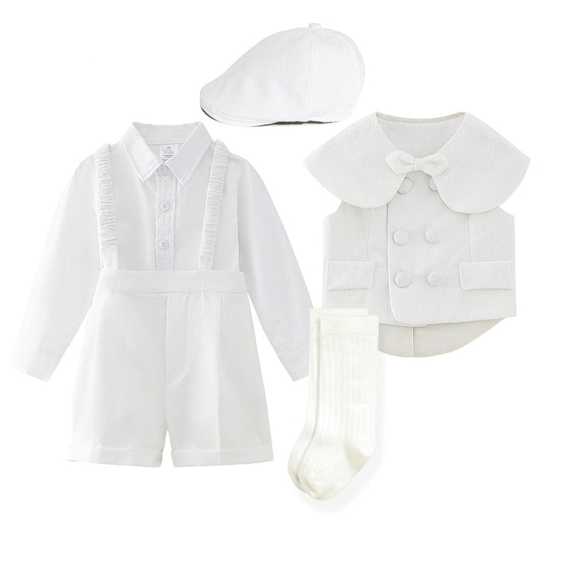 Casual White Children Vest Suit