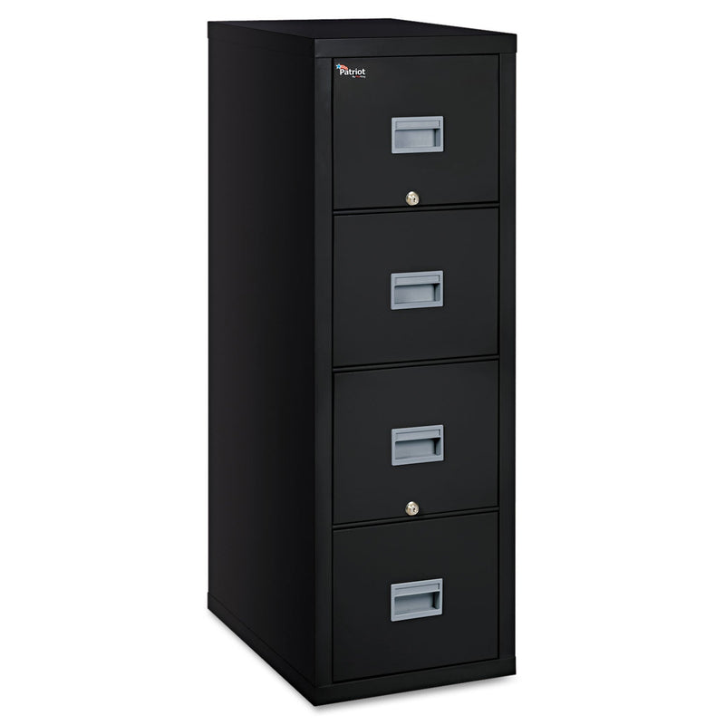 FireKing Patriot by FireKing Insulated Fire File, 1-Hour Fire Protection, 4 Legal/Letter File Drawers, Black, 17.75" x 25" x 52.75"