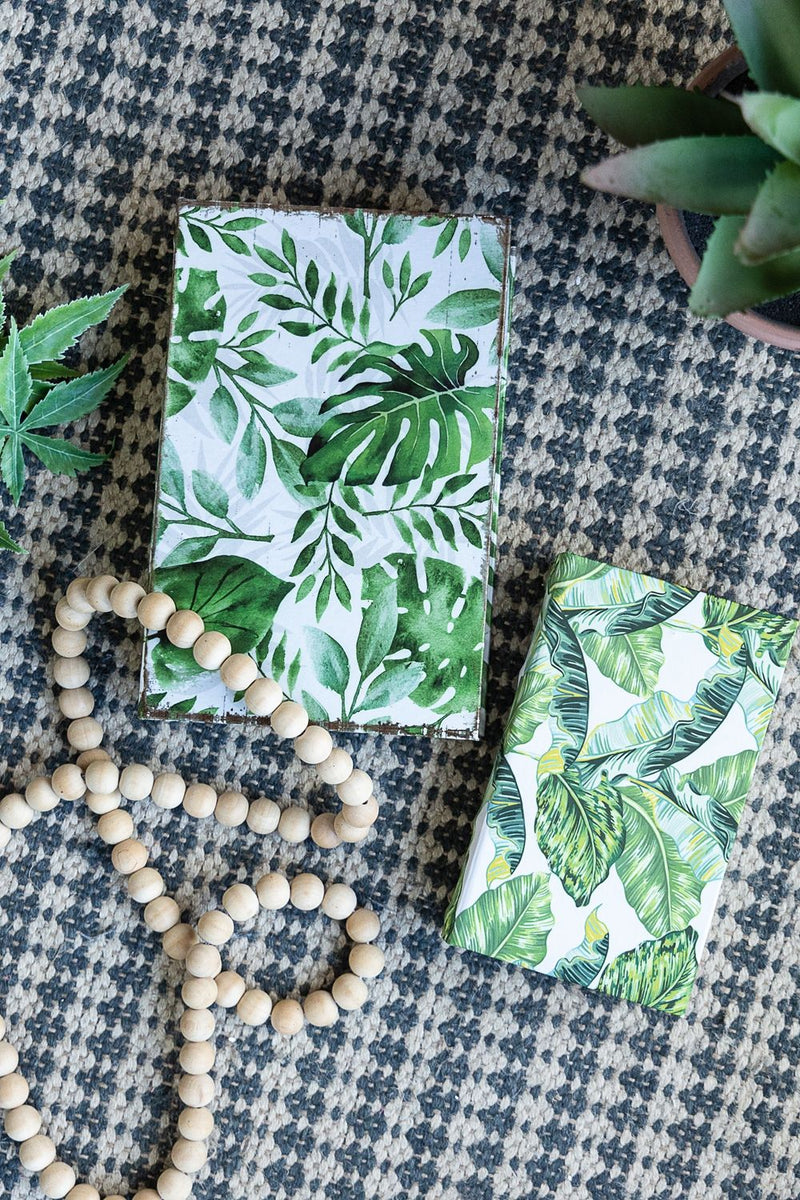 Botanical And Book Boxes (Set of 2) - White / Green