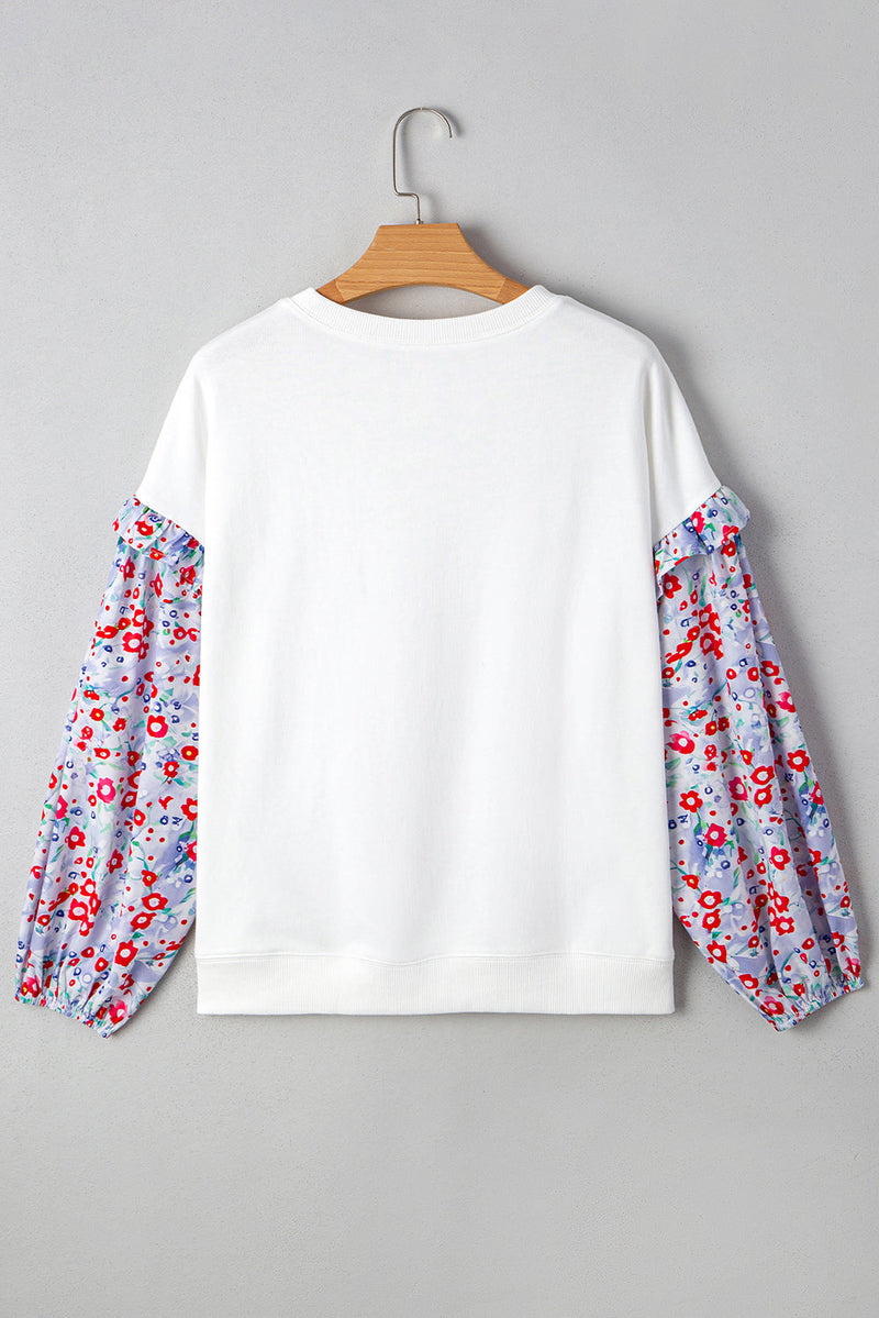 Isabel Floral Ruffled Balloon Sleeve Loose Blouse