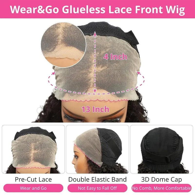 13x4 Glueless Kinky Straight Bob Wig | Ready-to-Wear | Brazilian Remy Hair | 100% Human Hair