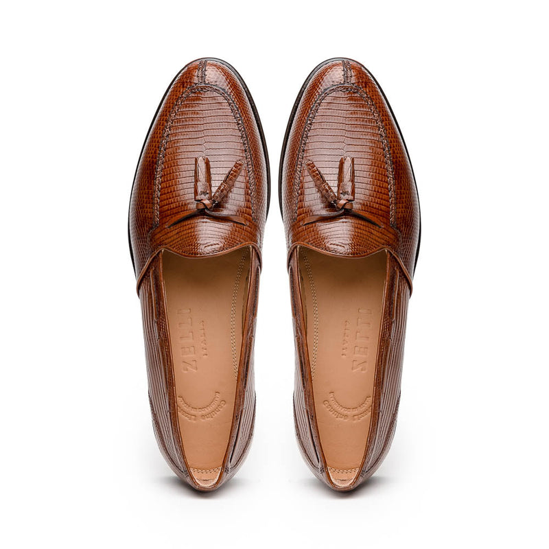 14-580-CGN FRANCO Teju Lizard Tassel Loafer, Cognac