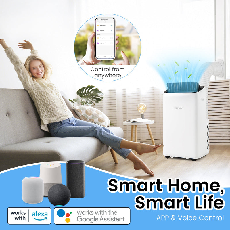 14000 BTU Inverter Portable Air Conditioner 3 in 1 Wifi Enabled AC Unit-White