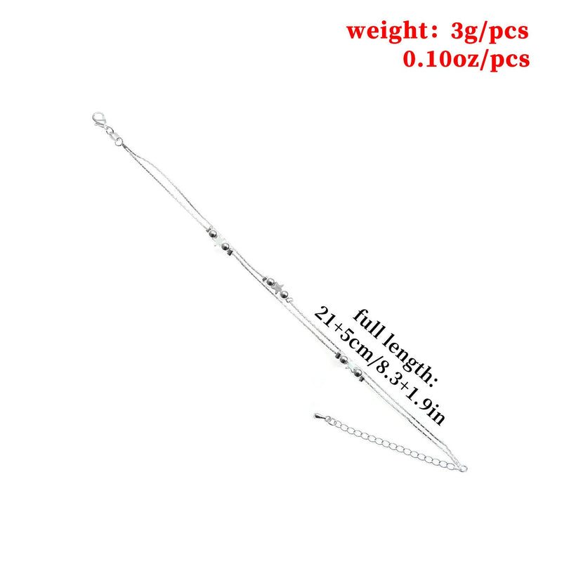 Double Twist Chain Beads Star Charm Foot Bracelets