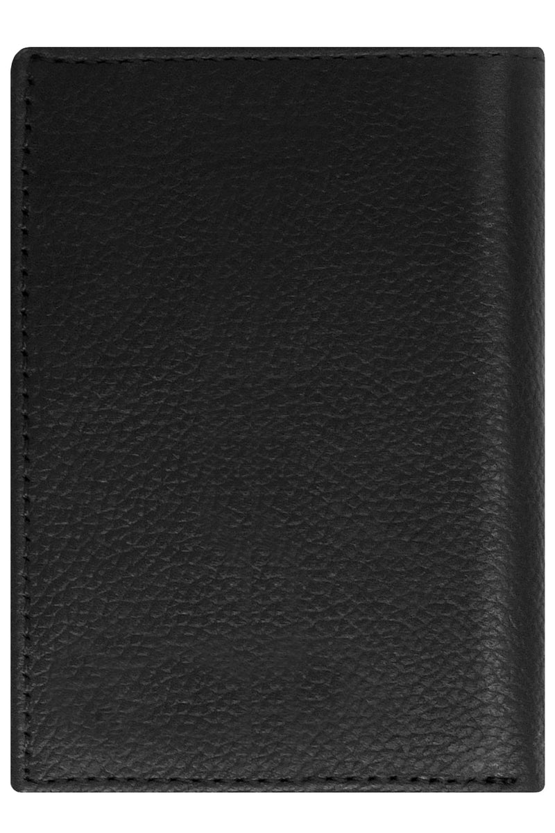 Genuine Leather Trifold Wallet – Flip-Up Dual ID Windows, RFID Blocking