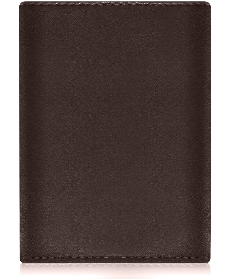 Genuine Leather Trifold Wallet – Flip-Up Dual ID Windows, RFID Blocking