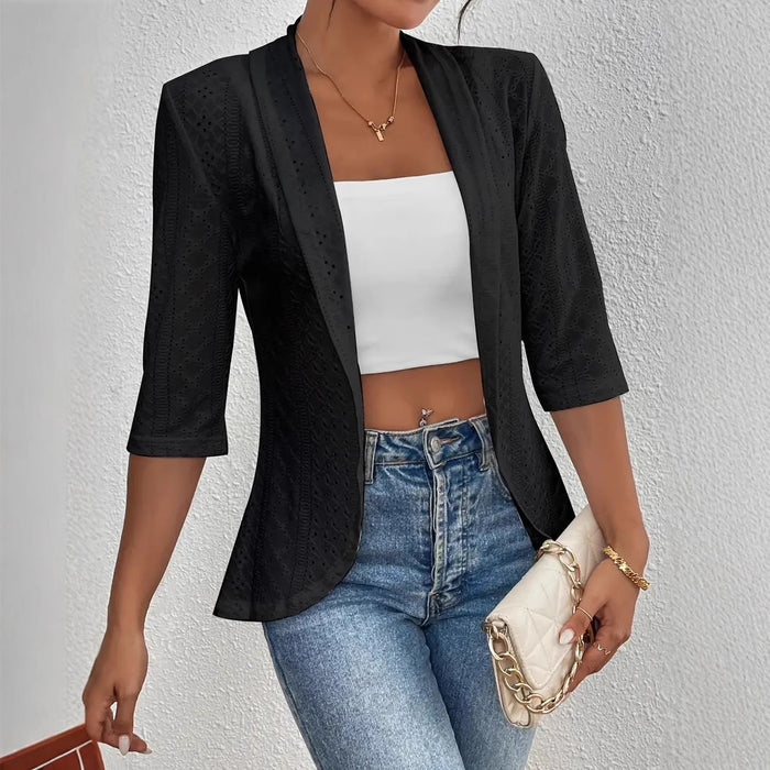 Women's Casual Half Sleeve Solid Color Thin Shawl Coat