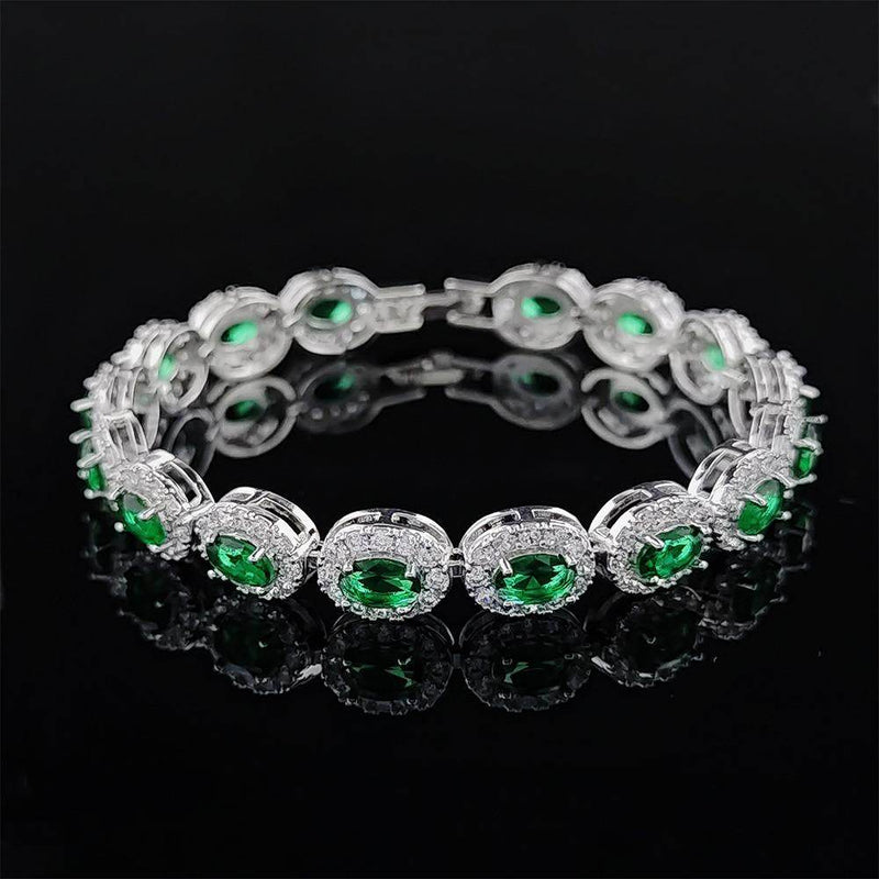 Colorful CZ Halo Tennis Chain Bracelet, Multicolor Gemstone Bridal Jewelry, Unique Pattern Gift for Her, Cubic Zirconia Bridesmaid Bracelet