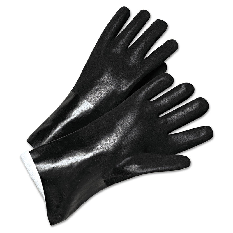 Anchor Brand PVC-Coated Jersey-Lined Gloves, 14 in. Long, Black, Men's, 12/Pack