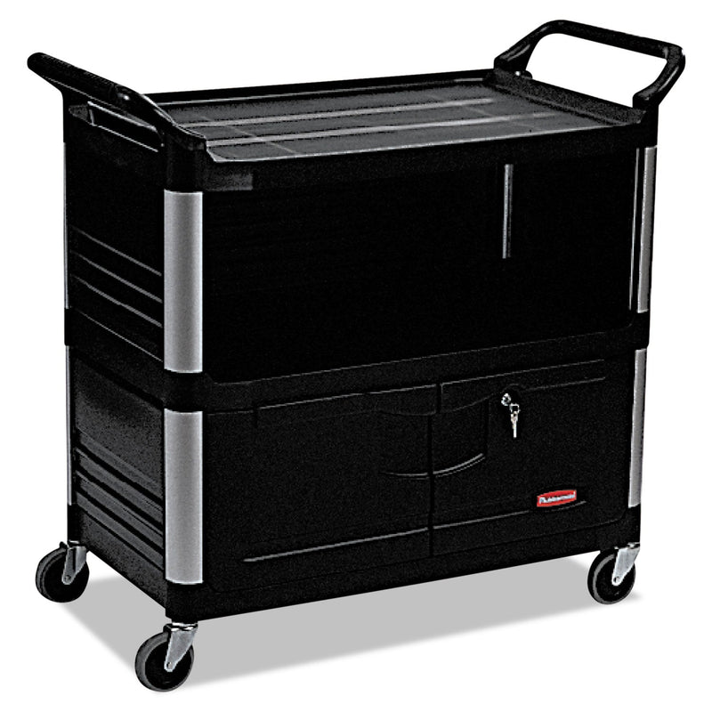 Rubbermaid Xtra Equipment Cart, Plastic, 3 Shelves, 300 lb Capacity, 20.75" x 40.63" x 37.8", Black