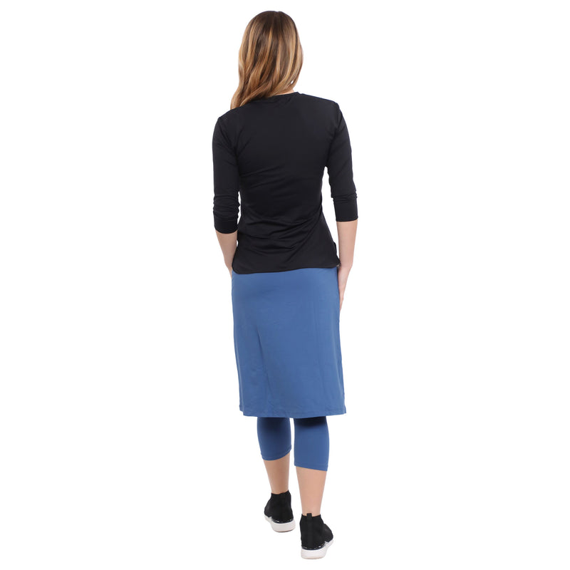 Modest Swim and Sports Midi Skirt with Attached Leggings - UPF 50 Protection
