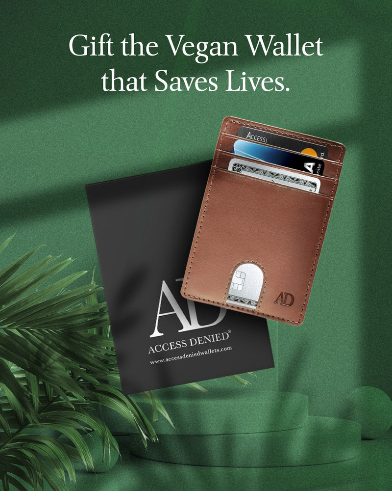 Vegan Leather Slim Card Holder – RFID Blocking, Thumb-Hole Access