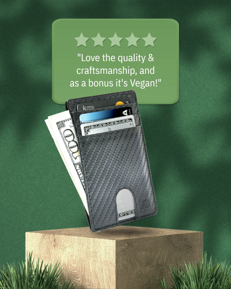 Vegan Leather Slim Card Holder – RFID Blocking, Thumb-Hole Access