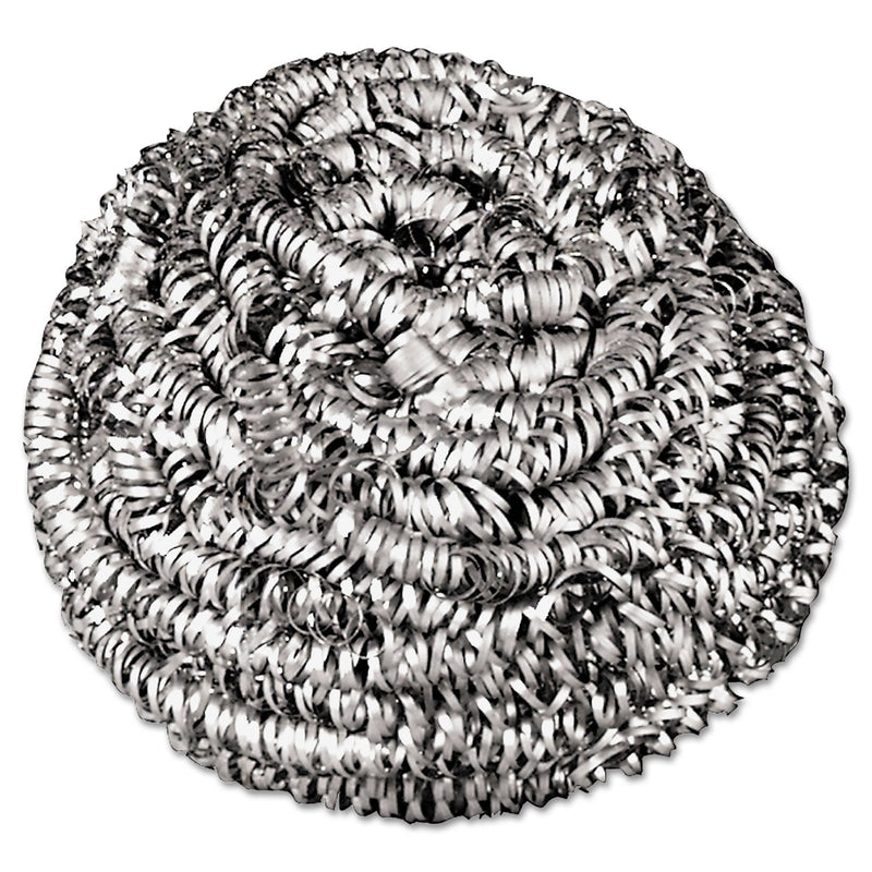 Boardwalk Stainless Steel Scrubber, Medium Size, Steel Gray, 72/Carton