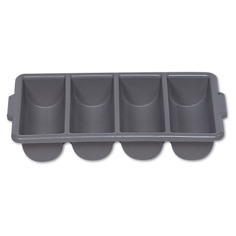 Rubbermaid Cutlery Bin, 4 Compartments, Plastic, 11.5 x 21.25 x 3.75, Plastic, Gray
