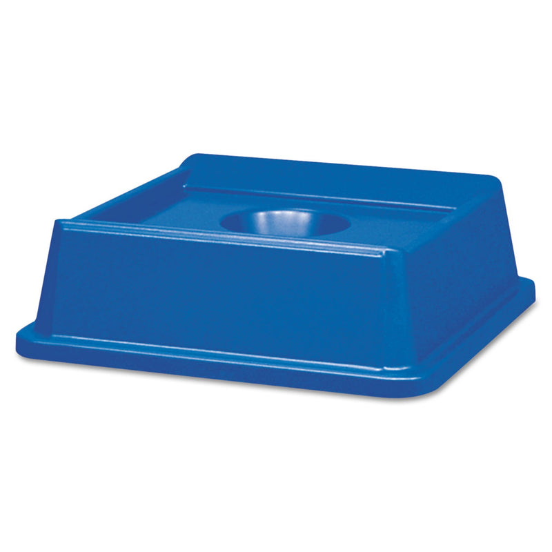 Rubbermaid Untouchable Bottle and Can Recycling Top, Round Opening,  20.13w x 20.13d x 6.25h, Blue