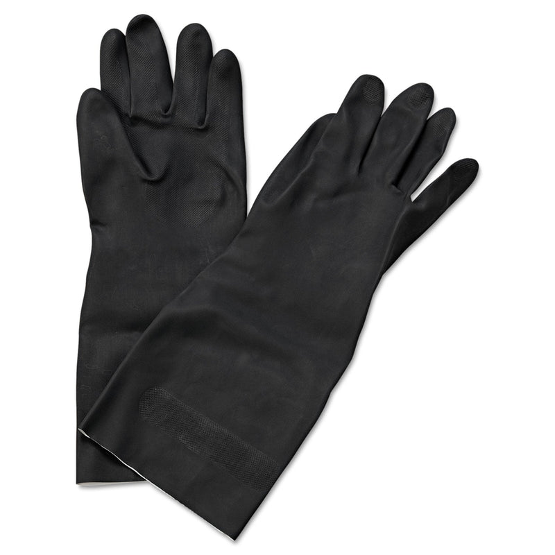 Boardwalk Neoprene Flock-Lined Gloves, Long-Sleeved, 12", Large, Black, Dozen