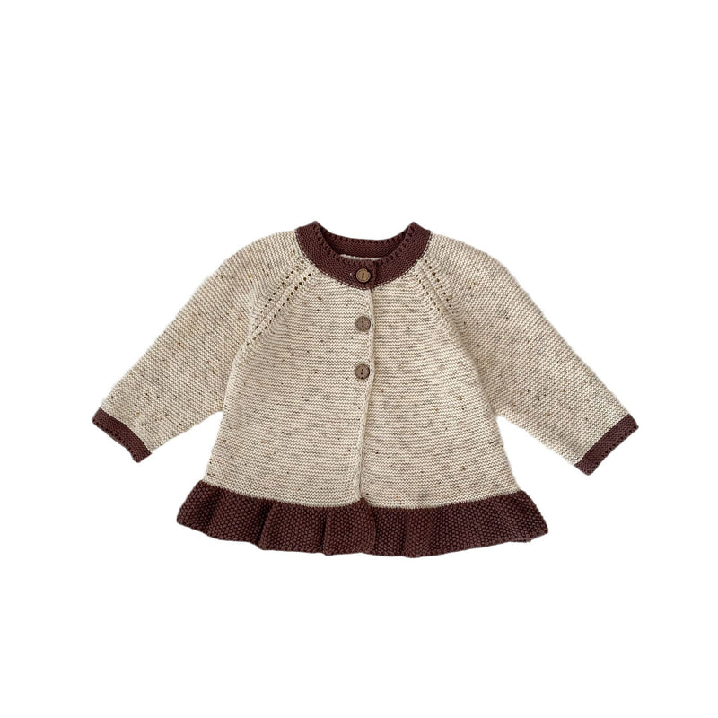 Baby Dot Yarn Ruffled Knitted Cardigan Coat Knitted Bell-bottom Pants
