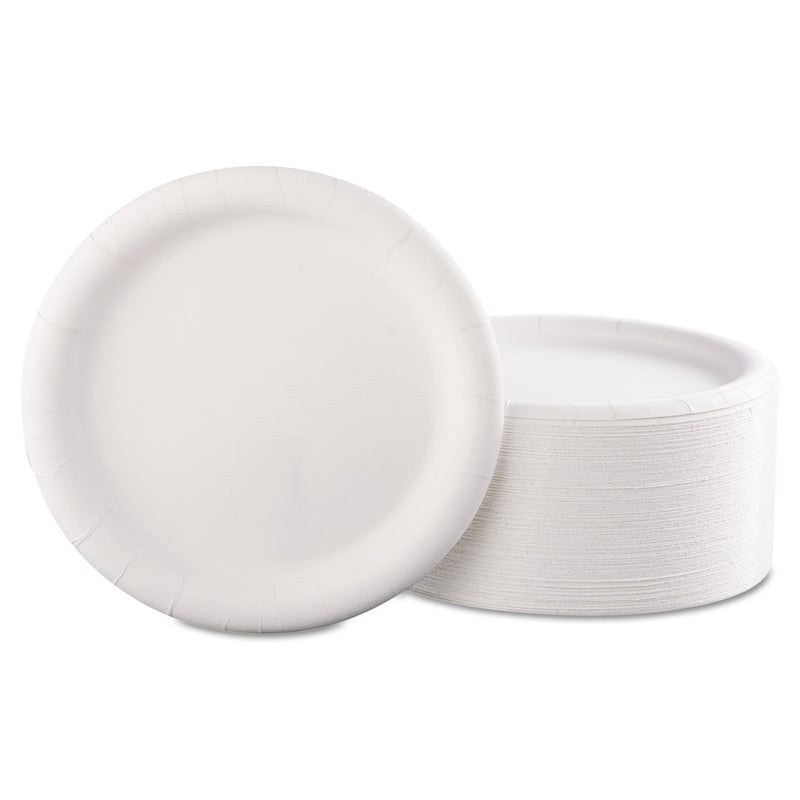 AJM Packaging Corporation Premium Coated Paper Plates, 9" dia, White, 125/Pack, 4 Packs/Carton