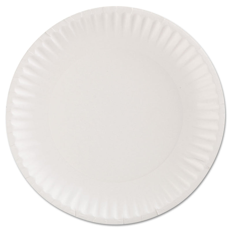 AJM Packaging Corporation Gold Label Coated Paper Plates, 9" dia, White, 100/Pack, 10 Packs/Carton