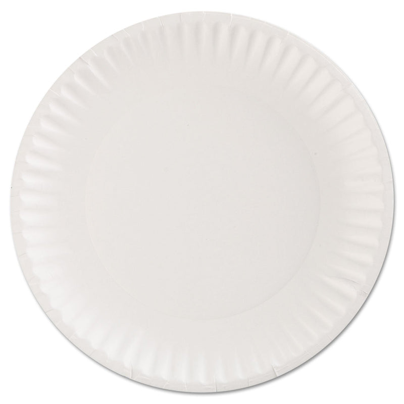 AJM Packaging Corporation Paper Plates, 9" dia, White, 100/Pack, 12 Packs/Carton