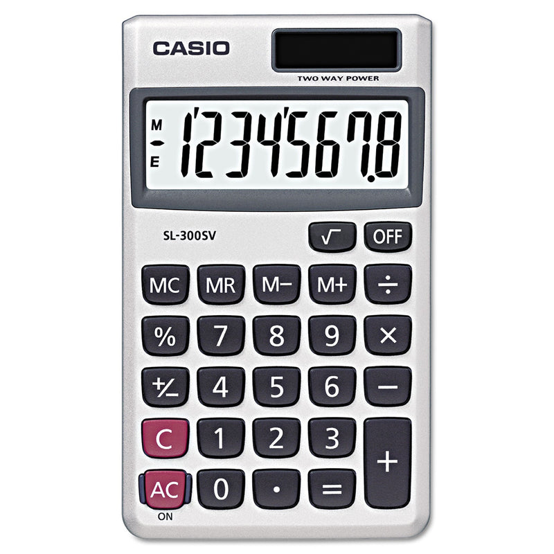 Casio SL-300SV Handheld Calculator, 8-Digit LCD