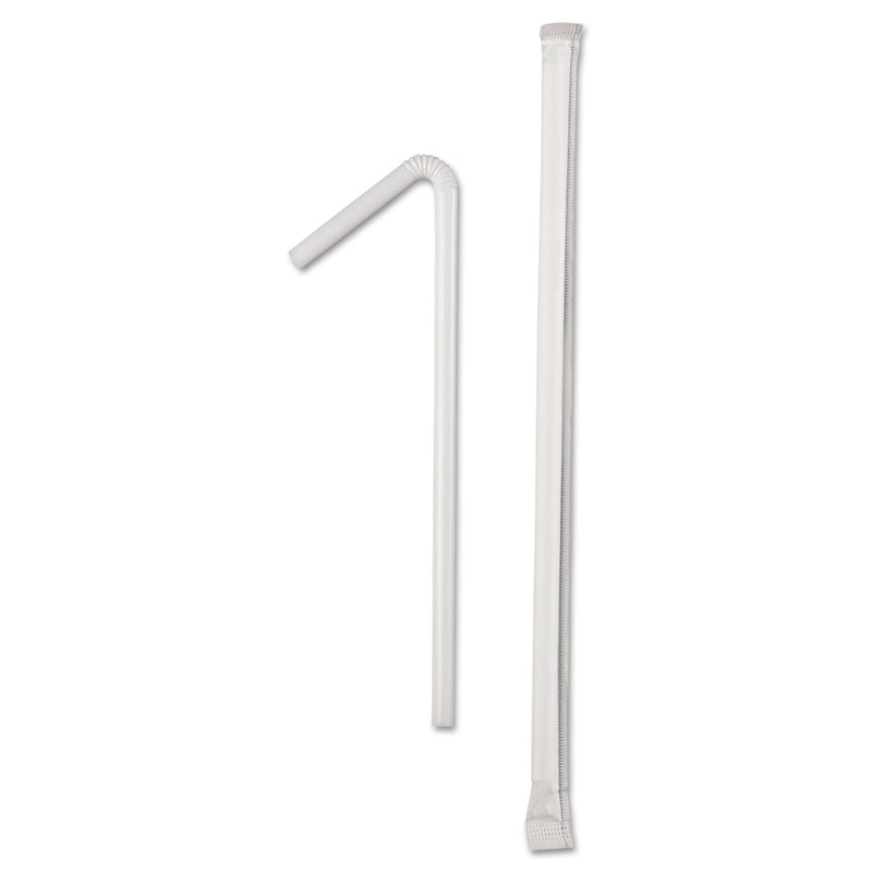 Dixie Wrapped Flex Straws, 7.75", Polypropylene, White, 10,000/Carton