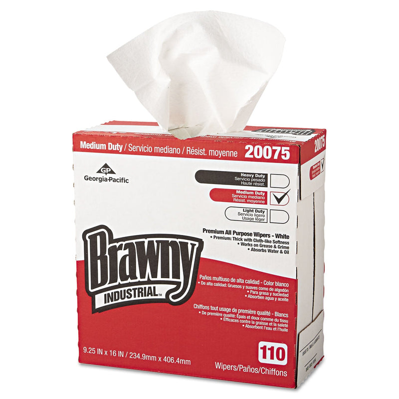 Brawny Tall Dispenser All-Purpose DRC Wipers, 9.25 x 16, White, 110/Box 10 Boxes/Carton