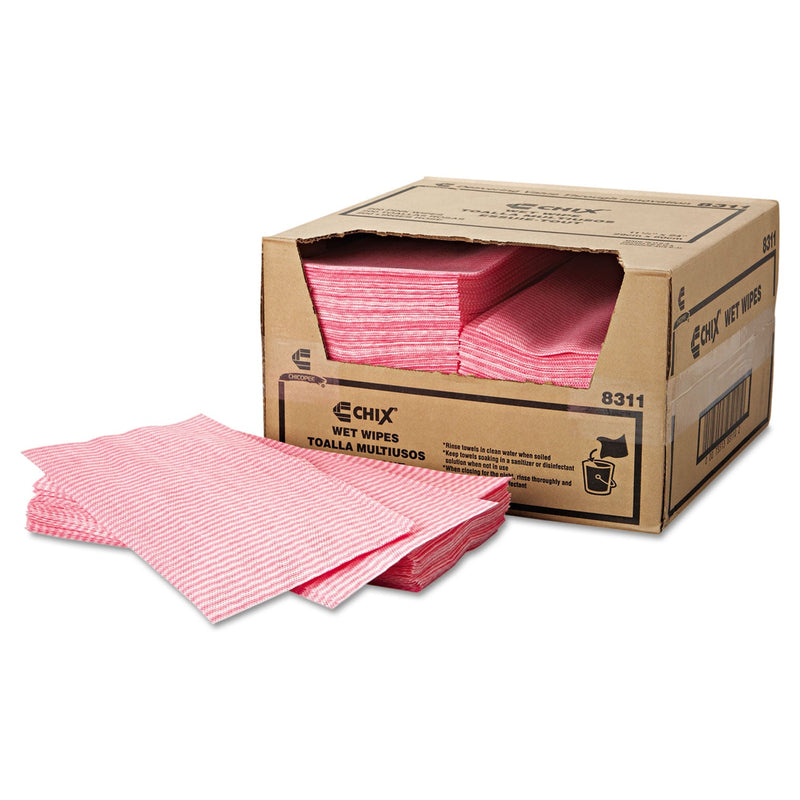Chix Wet Wipes, 11.5 x 24, White/Pink, 200/Carton