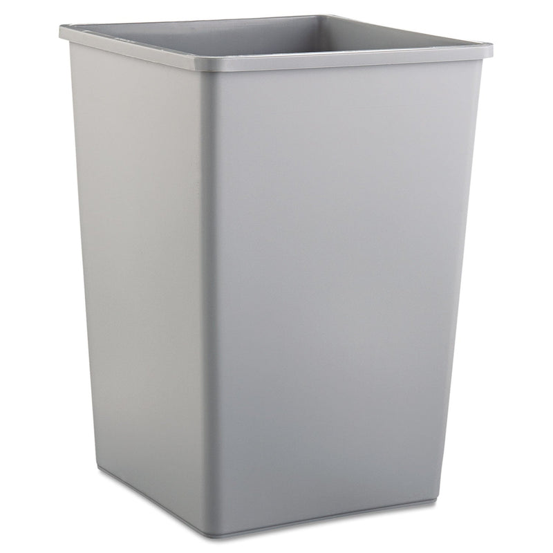Rubbermaid Untouchable Square Waste Receptacle, Plastic, 35 gal, Gray