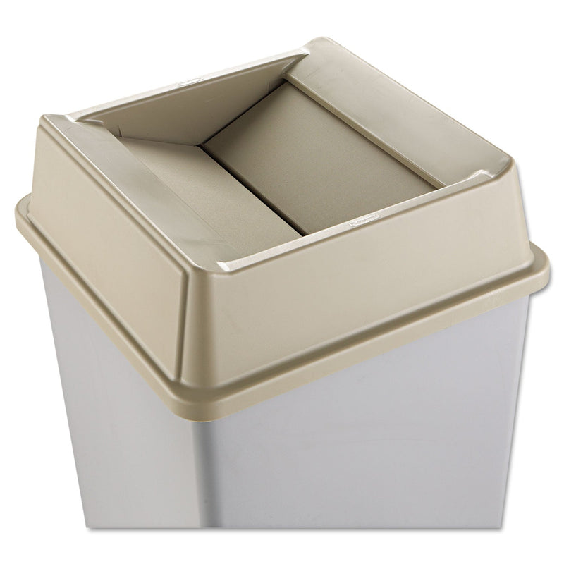 Rubbermaid Untouchable Square Swing Top Lid, Plastic, 20.13w x 20.13d x 6.25h, Beige
