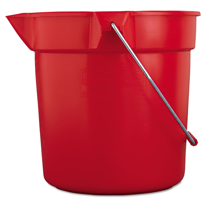 Rubbermaid BRUTE Round Utility Pail, 10 qt, Plastic, Red, 10.5" dia
